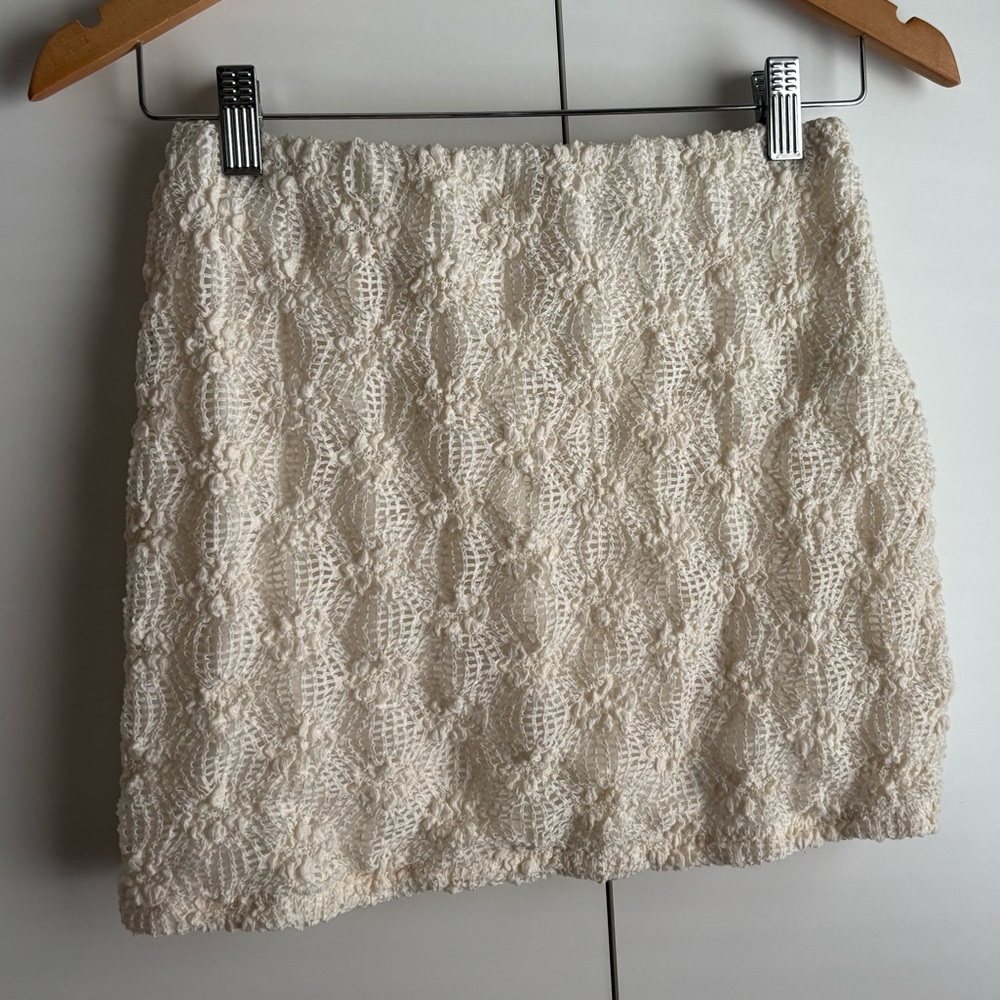 Bershka Cream Cable Knit Mini Skirt